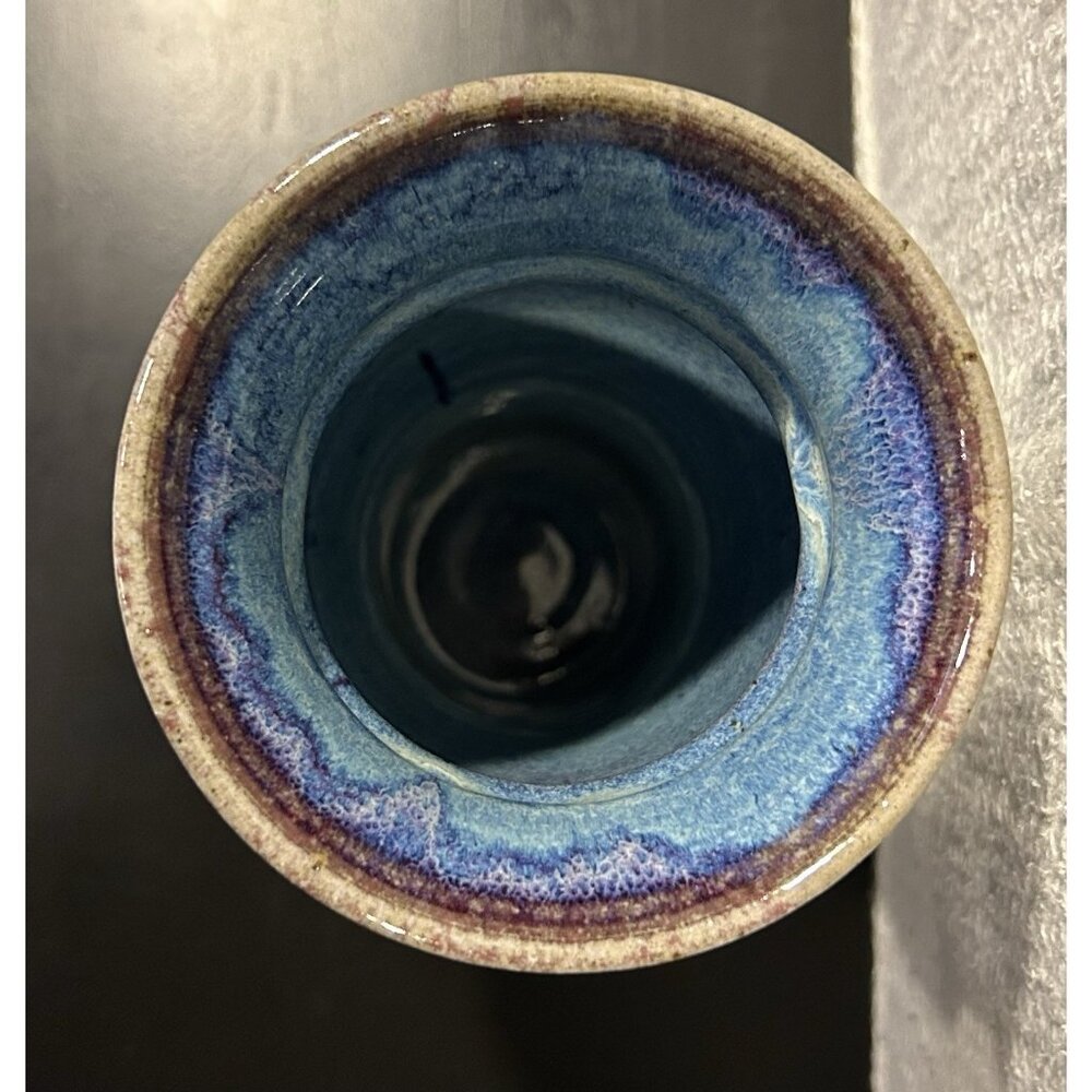 Ken Merrick OA Galleries Studio Art Pottery Vase Bohemian Unique Blue 9 3/8” - Picture 11 of 14